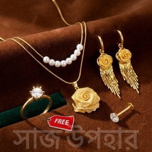 24K Gold Plated Complete Jewelry Set | 1x necklace | 1 finger ring | 1 nose pin