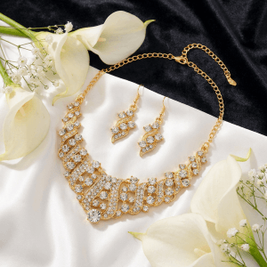 Luxury Elegant Crystal Bridal Necklace & Earrings Set - Moon