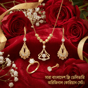 24K Gold Plated Complete Jewelry Set | 1x necklace | 1 finger ring | 1 nose pin -SN12